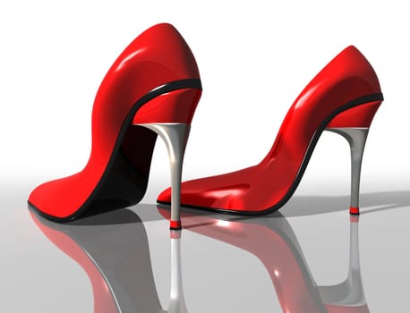Illustration of a pair of elegant red high heel shoes