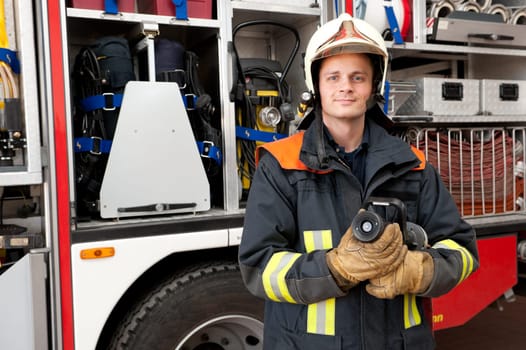 Portrait of a young firefighter