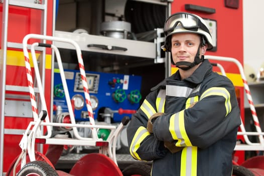 Portrait of a young firefighter