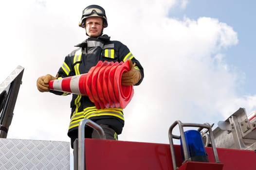 Portrait of a young firefighter