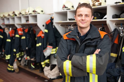 Portrait of a young firefighter