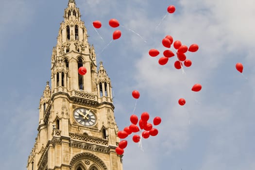 Balloons in front of the Vienna City Hall