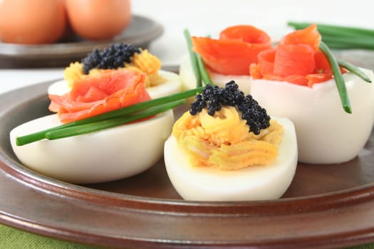 boiled eggs with various fillings