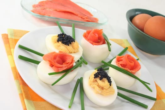 boiled eggs with various fillings