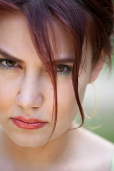 close-up portrait of young female face