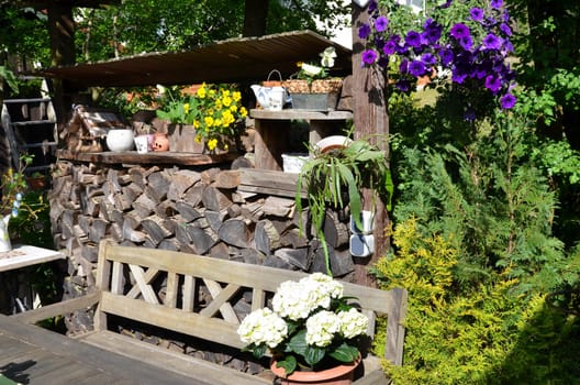 Romantic Floral Garden Terrace with Decoration