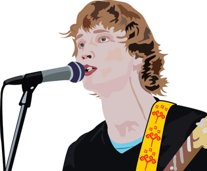illustration of handsome man is singing a song