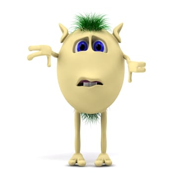 3d character puppet showing thumbs down on white