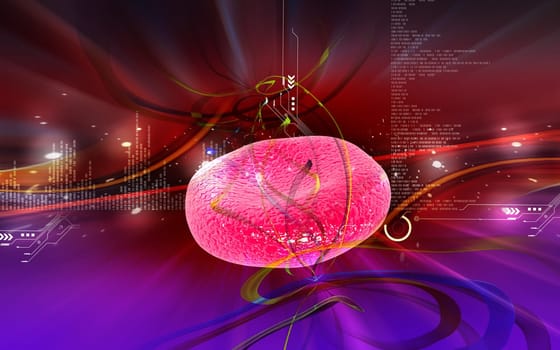 Digital illustration of blood cell in colour background