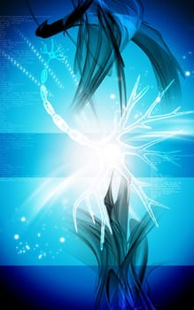 Digital illustration of neuron in colour background