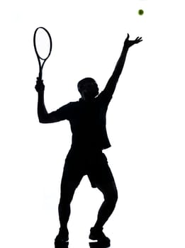 man african afro american playing tennis player on studio isolated on white background