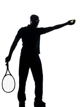 man african afro american playing tennis player on studio isolated on white background