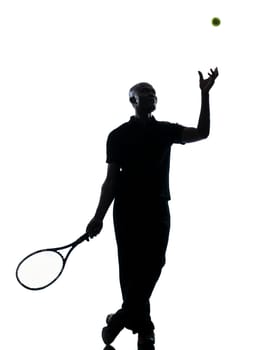 man african afro american playing tennis player on studio isolated on white background