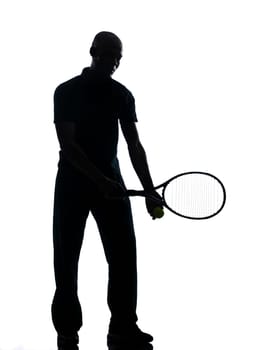 man african afro american playing tennis player on studio isolated on white background
