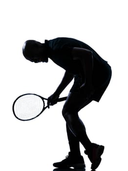man african afro american playing tennis player on studio isolated on white background