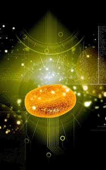 Digital illustration of blood cell in colour background