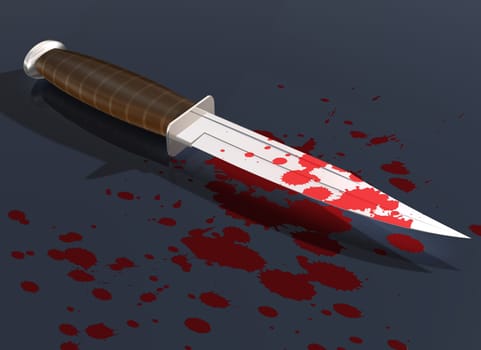 Illustration of a blood splattered knife on the street