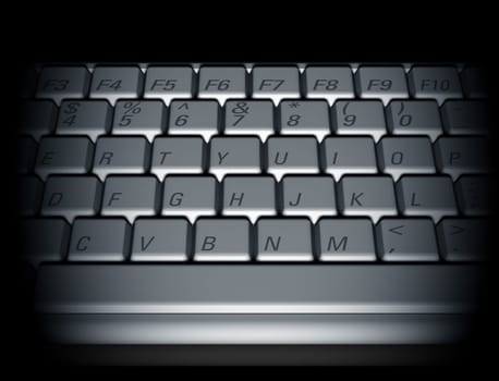 Illustration of a computer keyboard with dark vignette