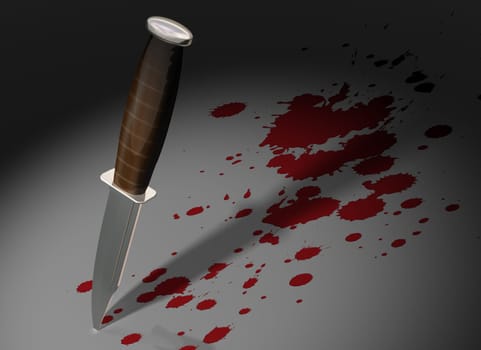 Illustration of a knife stuck in a crime scene