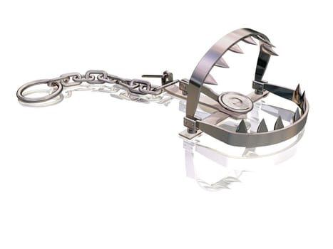 Bear trap snapping its sharp jagged teeth