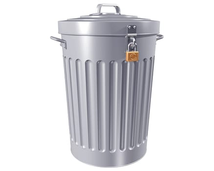 Illustration of a traditional trashcan with a lock