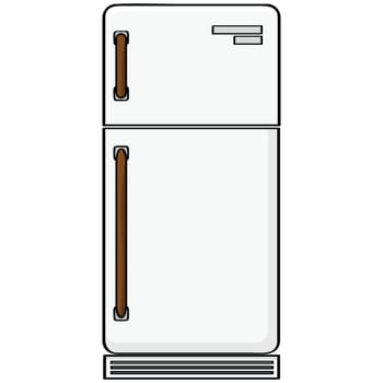 Cartoon illustration showing an old-style refrigerator model