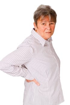 Senior woman exposed on white background