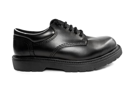 Detailed high resolution image of an isolated black shoe.