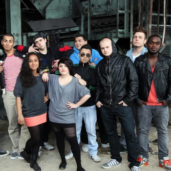 Portrait of a group of nine young people from different backgrounds -