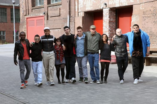 Portrait of a group of ten young people. The group consists of boys and girls