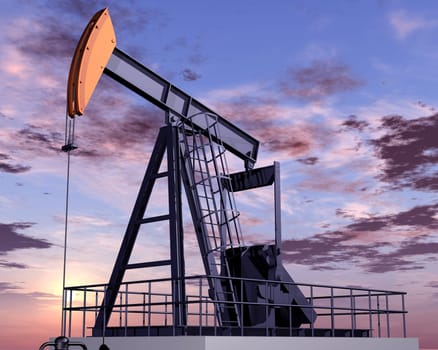 Illustration of an oil rig at dusk