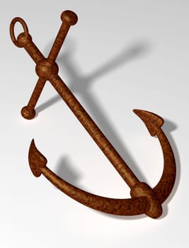 Old rusty anchor on a white background