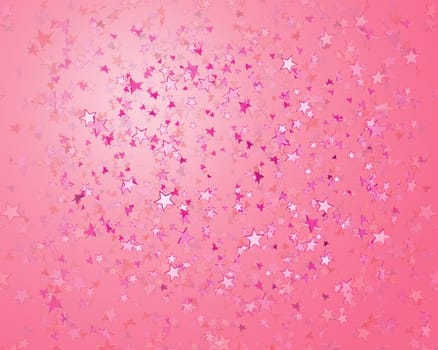 Illustration of a pink background with tiny star confetti