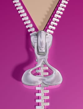 Original illustration of a partially open zip