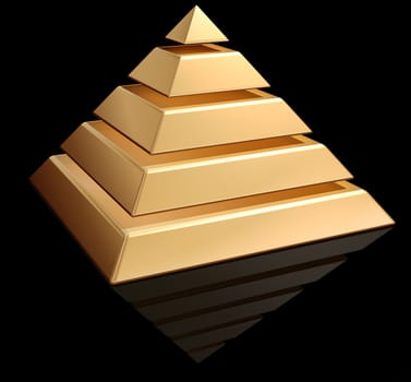 Original illustration of a layered golden pyramid