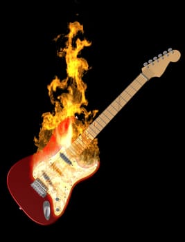 Illustration of an electric guitar on fire