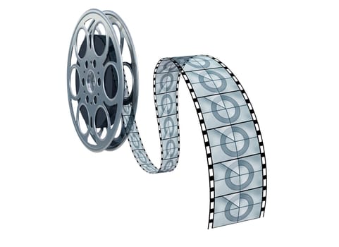 Isolated illustration of a movie reel and film