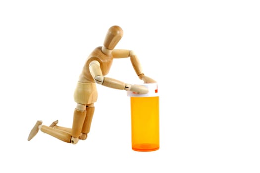 A Manikin opening pill bottle