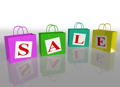 Illustration of four shopping bags in a sale