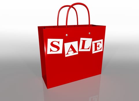 Illustration of a shopping bag in a sale