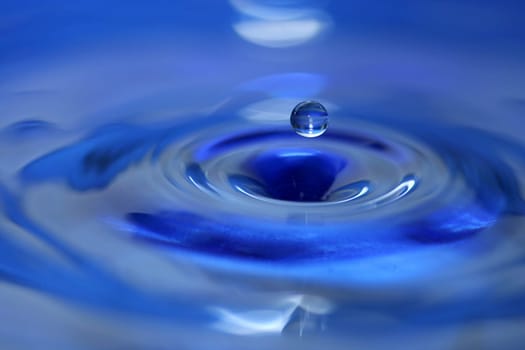 A Blue water droplet falling