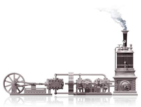 Original illustration of a steam plant motif
