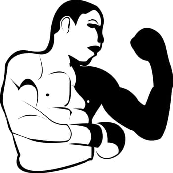 Box fighter icon, isolated object over white background