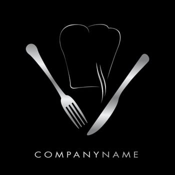 logo restaurant - toque a couverts argent