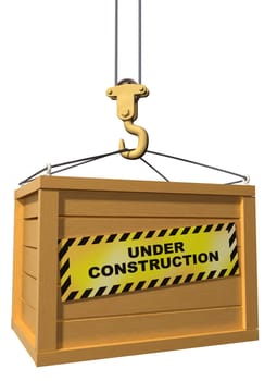 Isolated illustration of a construction crane lifting a crate