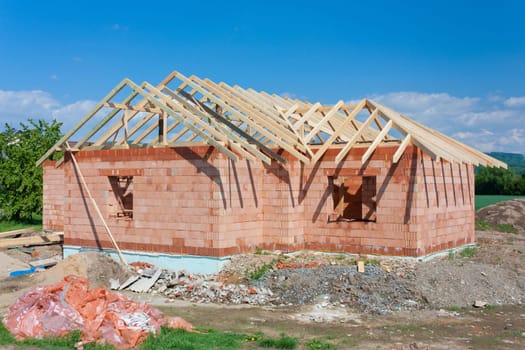 Structure of house in construction