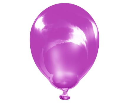 3d illustration of a single isolated reflective violet balloon