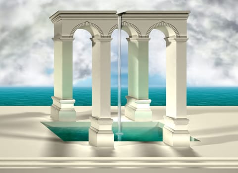 Original optical illusion of an impossible water feature