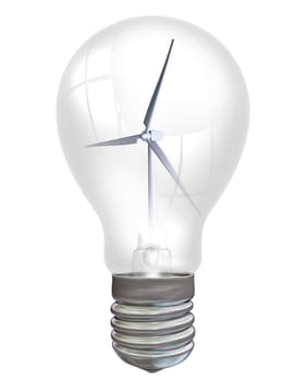 Wind turbine encapsulated within an electric light bulb