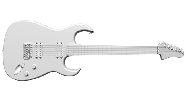 Illustration of an isolated all white electric guitar